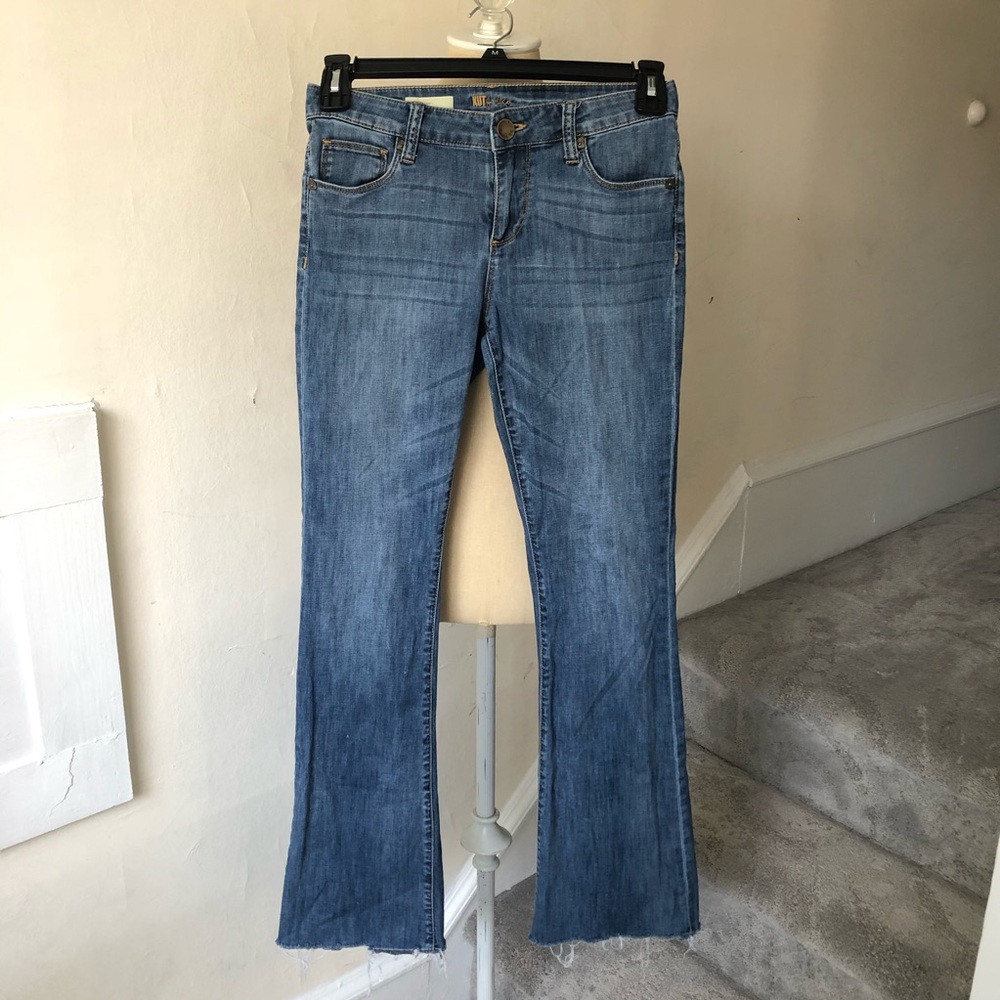 Kut from the Kloth Raw Hem Chrissy Flare Jeans - Picture 2 of 8